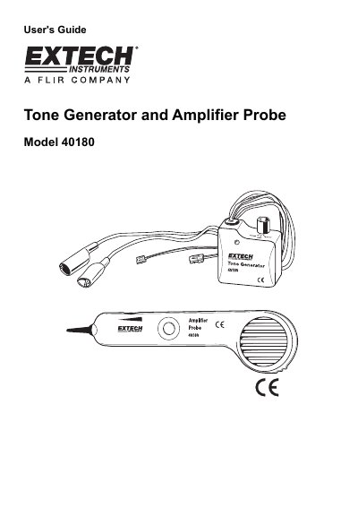 Extech Model 40180 Tone Generator and Amplifier Probe User's Guide - cover page