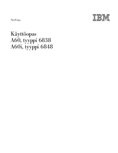 IBM NetVista A60 Type 6838 and A60i Type 6848 User Guide - cover page