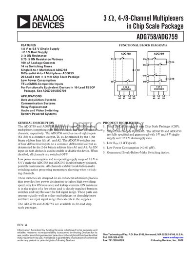 Analog Devices ADG758/ADG759 Datasheet - cover page