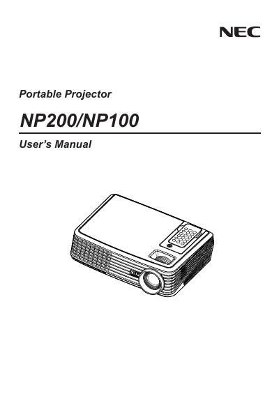 NEC NP100/NP200 Projector User Manual - cover page