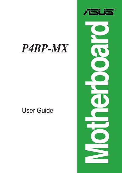 ASUS P4BP-MX Motherboard User Guide - cover page