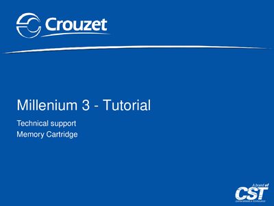 Crouzet Millenium 3 Memory Cartridge Tutorial Technical Support - cover page