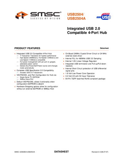 SMSC USB2504/USB2504A Datasheet - cover page