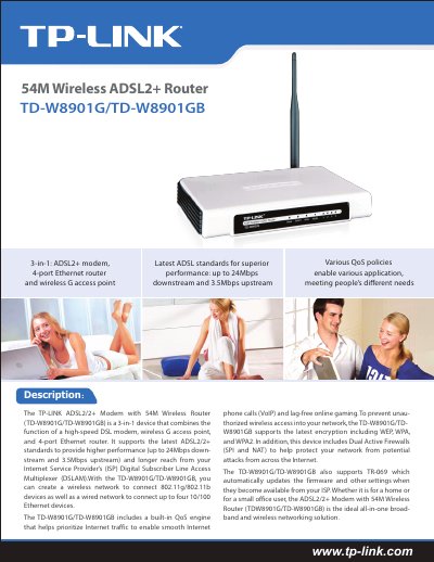 TP-Link TD-W8901G/TD-W8901GB Wireless ADSL2+ Router User Guide