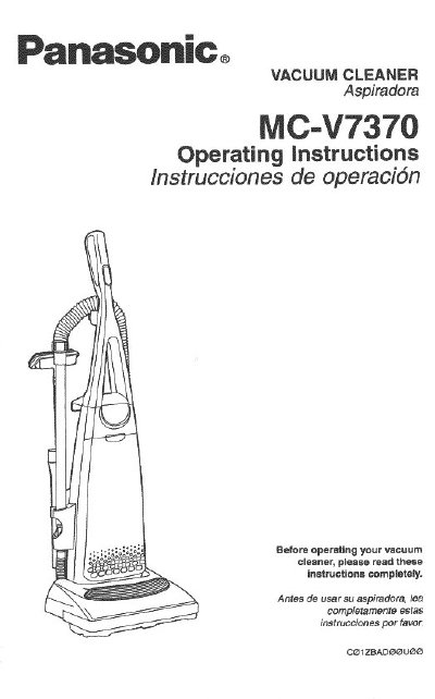 Panasonic MC-V7370 Vacuum Cleaner Operating Instructions - cover page