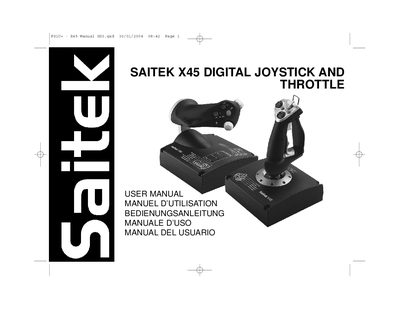 Saitek X45 Digital Joystick and Throttle User Manual - cover page