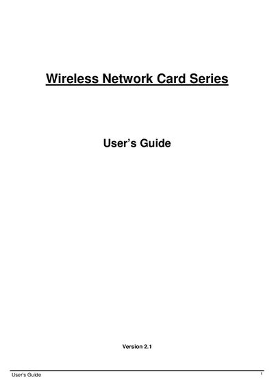 WL-711A/760A/785A Wireless Network Card Series User Guide - cover page