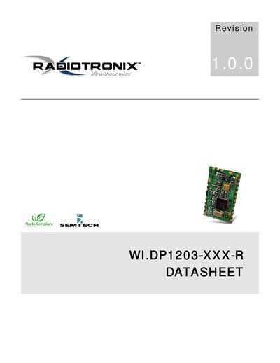 Radiotronix Wi.DP1203-XXX-R Radio Transceiver Module Datasheet - cover page