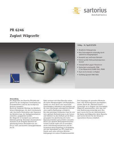 Sartorius PR6224/12.. PR6130/08 PR6046/11N Equal technology data - cover page
