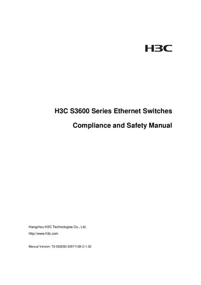 H3C S3600 Series Compliance and Safety Manual - cover page