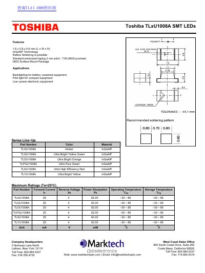 Toshiba TLxU1008A SMT LED Datasheet - cover page