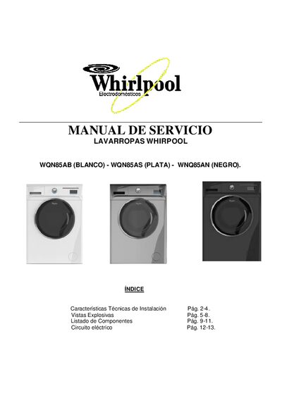 Whirlpool WQN85 Series Washing Machine Service Manual - cover page