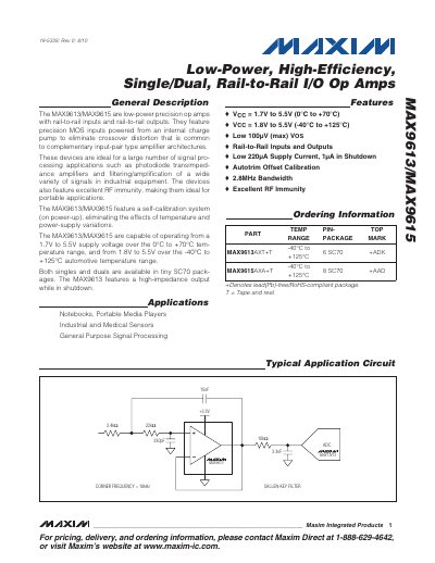 Maxim MAX9613/MAX9615 Datasheet - cover page