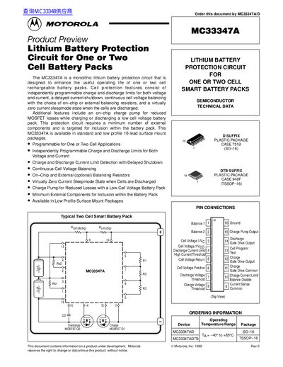 Motorola MC33347A Datasheet - cover page