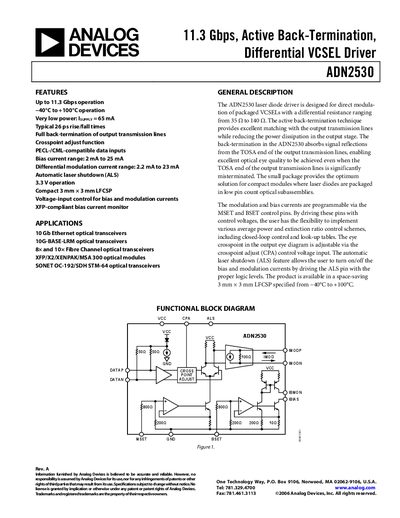 Analog Devices ADN2530 Product Handbook Rev A - cover page