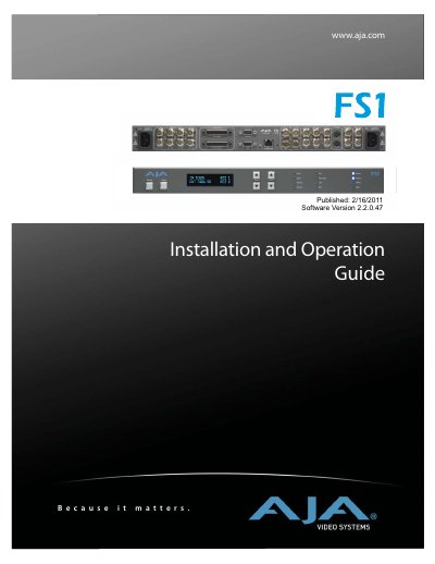 AJA FS1 Installation and Operation Guide