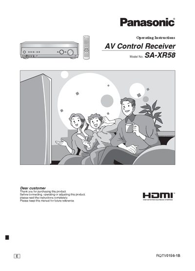 Panasonic SA-XR58 AV Control Receiver Operating Instructions - cover page