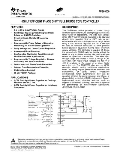 Texas Instruments TPS68000 Datasheet - cover page