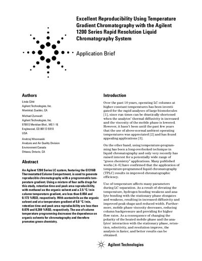 Agilent 1200 Series Rapid Resolution LC System Application Note - cover page