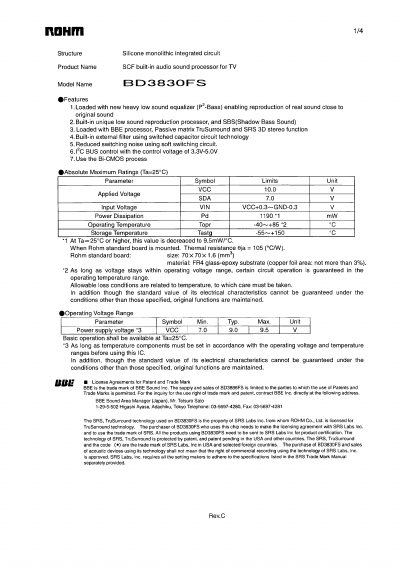ROHM BA3430FS handbook - cover page