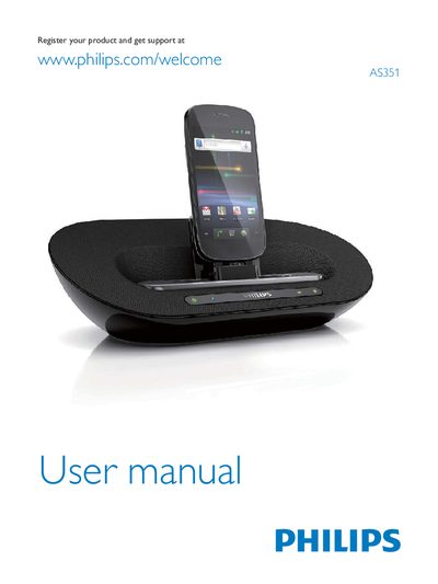 Philips AS351 Docking Speaker User Manual - cover page