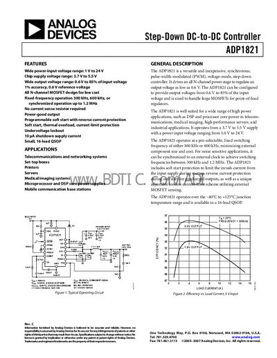 Analog Devices ADP1821 Step-Down DC-DC Controller Datasheet - cover page