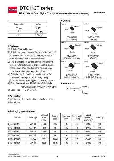 ROHM DTC143TUB Manual - cover page