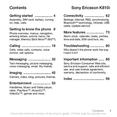 Sony Ericsson K810i User Manual - cover page