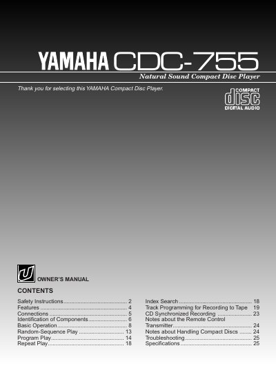 YAMAHA CDC-755 user manual - cover page
