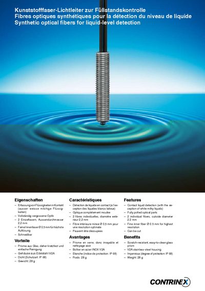 Contrinex LFP-1010-020 Product Leaflet – Contact Liquid Detection - cover page