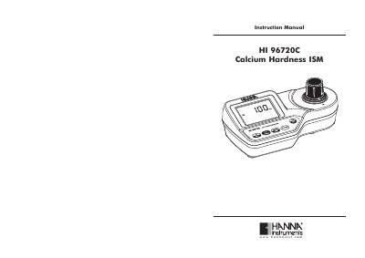 Hanna Instruments HI 96720C Calcium Hardness ISM Instruction Manual - cover page
