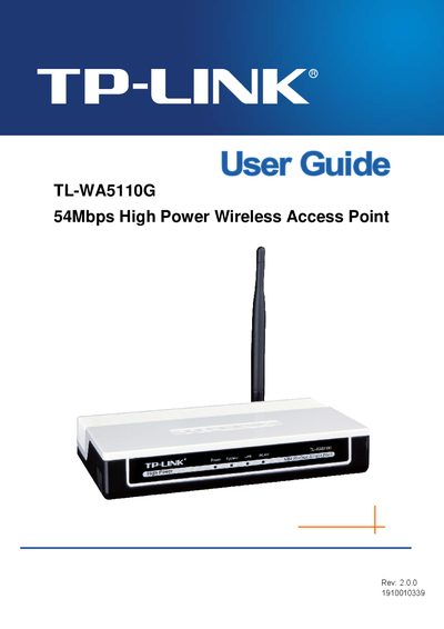 TP-Link TL-WA5110G 54Mbps High Power Wireless Access Point User Guide