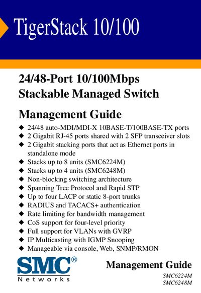 SMC TigerStack 10/100 Management Guide - cover page