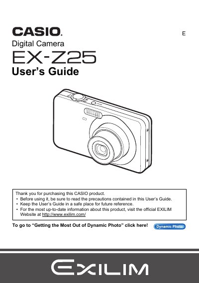 Casio EX-Z25 Digital Camera User's Guide - cover page