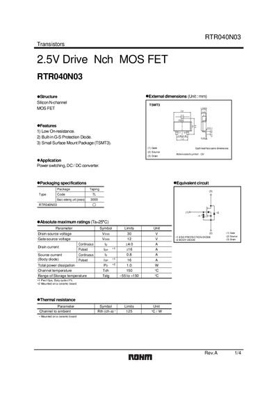 ROHM RTR040N03 handbook - cover page