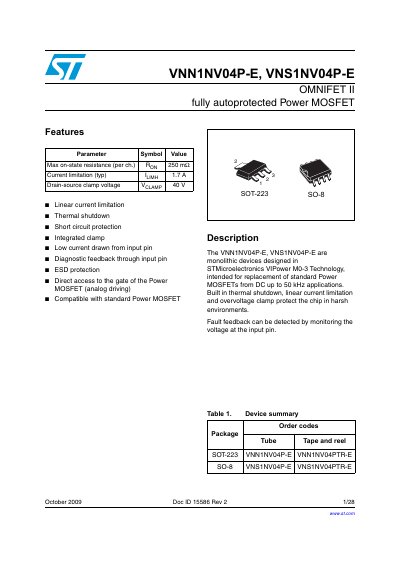 ST VNN1NV04P-E VNS1NV04P-E handbook