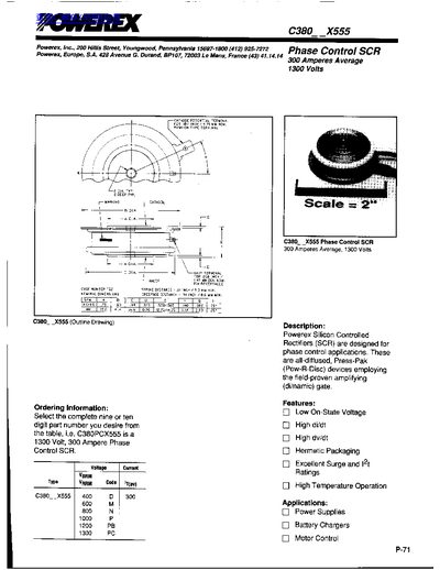 Powerex C380_X555 Phase Control SCR Datasheet - cover page