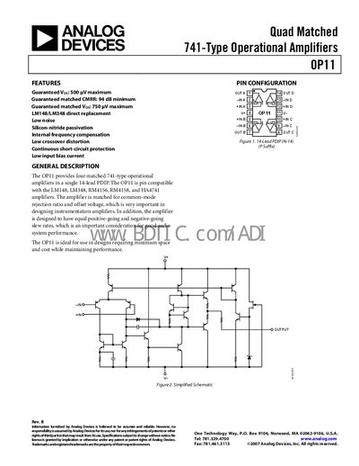 Analog Devices OP11 Datasheet - cover page