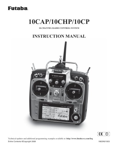 Futaba 10CAP/10CHP/10CP 10-Channel Radio Control System Instruction Manual - cover page