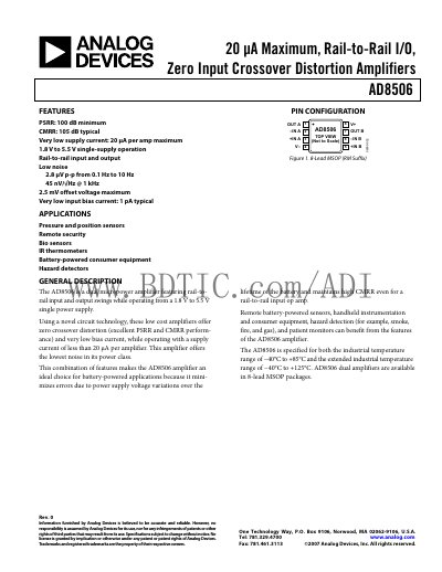 Analog Devices AD8506 Datasheet - cover page