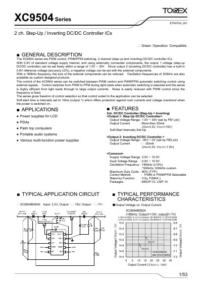 Torex XC9504 Series Dual DC/DC Controller Datasheet