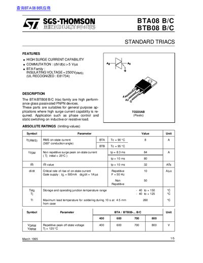 ST BTA08 B/C BTB08 B/C handbook - cover page