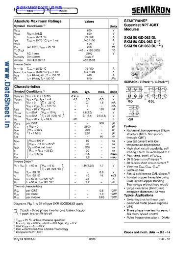 Semikron SKM 50 GD 063 DL Datasheet - cover page