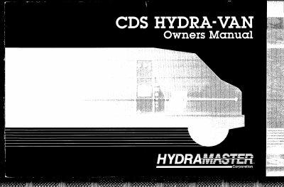 HydraMaster HYDRA VAN Clutch Drive System Owner's Manual - cover page