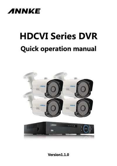 ANNKE HDCVI Series DVR Quick Operation Manual - cover page