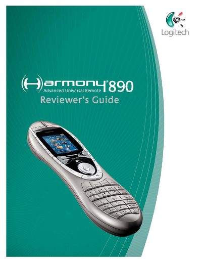 Logitech Harmony 890 Reviewer’s Guide - cover page