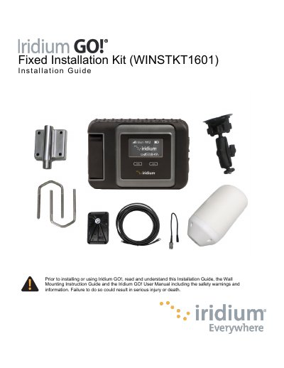 Iridium WINSTKT1601 Fixed Installation Kit Installation Guide - cover page