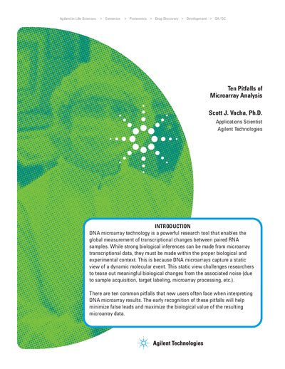 Ten Pitfalls of Microarray Analysis Application Note - cover page