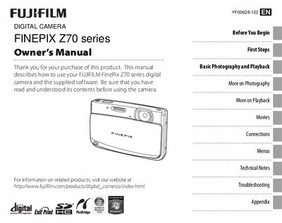 FUJI FINEPIX Z70 series digital camera Manual - cover page
