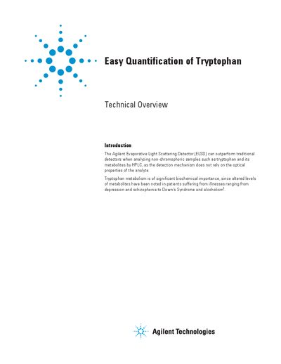 Agilent ELSD Tryptophan Quantification Technical Overview - cover page